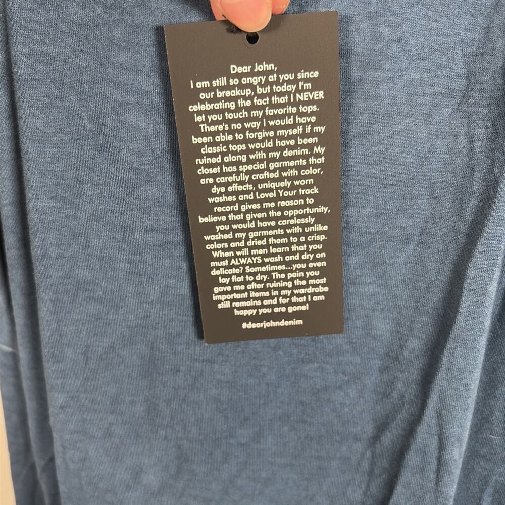 NWT Dear John Cold Shoulder Long Sleeve Top Large in Navy Blue Distressed Color - Picture 5 of 15